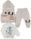 Sweatweste Jacke mit Kapuze, Sweatshirt und Hose - beige braun für 6 - 12 - 18 Monate Babys - aboutkidz.de