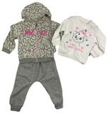 Sweatjacke Hoodie, Sweatshirt & Hose im Set mit Katzenmotiv für Babys