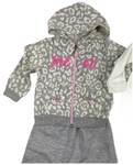 Sweatjacke Hoodie, Sweatshirt & Hose im Set mit Katzenmotiv für Babys