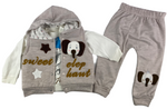 Sweatweste Jacke mit Kapuze, Sweatshirt & Hose - beige braun für Babys