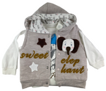 Sweatweste Jacke mit Kapuze, Sweatshirt & Hose - beige braun für Babys