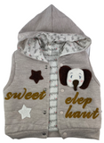 Sweatweste Jacke mit Kapuze, Sweatshirt & Hose - beige braun für Babys