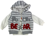 Weste Jacke mit Kapuze, Sweatshirt & Hose Set - in grau mit Motiv für Babys