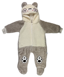 Overall im Bärchen Design für Babys in beige mit Reißverschluss