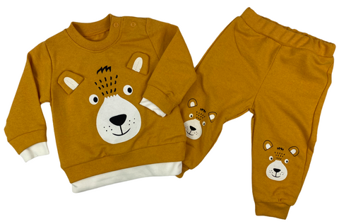 Sweatshirt & Hose im Set mit Motiv in gelb für Babys 6 bis 12 Monate