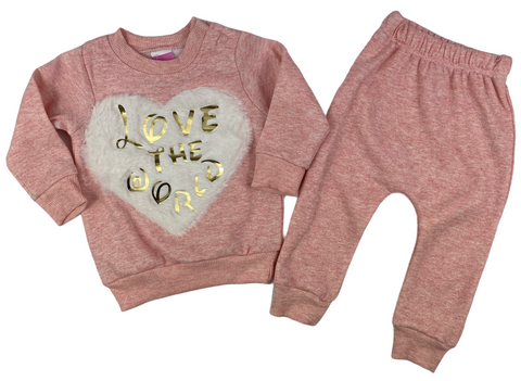 Pullover mit Herz Motiv & Hose im Set in rosa für Babys