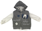 Weste Jacke mit Kapuze, Sweatshirt & Hose Set - mit Elefant Motiv in grau für Babys