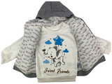 Weste Jacke mit Kapuze, Sweatshirt & Hose Set - mit Elefant Motiv in grau für Babys