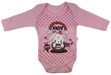 Baby Body langarm mit Hasen Motiv in pink - 100% Baumwolle