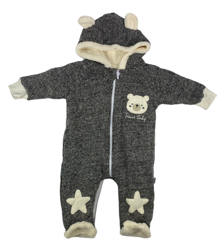 Overall im Bärchen Design für Babys in grau und Reißverschluss