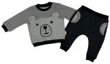 Sweatshirt & Hose Set in grau/schwarz mit Bärchen Motiv für Babys - 100% Baumwolle