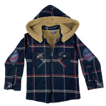 Stylische Jacke für Kinder in Flannel Optik mit Reißverschluss & abnehmbarer Kapuze