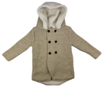 Jacke Baumwolle mit Kapuze in beige und Doppelknöpfen für Babys