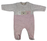 Strampler Overall mit Druckknöpfen in rosa/weiß mit Bären Motiv für Babys Mädchen