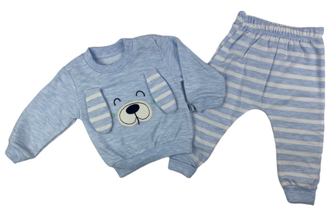 Pullover & Hose Set in hellblau mit Bären Motiv für Babys - 100% Baumwolle