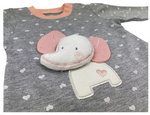 Sweatshirt & Hose Set in aprikose/grau mit Elefanten Motiv für Babys - 100% Baumwolle