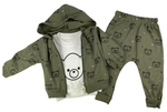 Sweatjacke mit Kapuze, Sweatshirt & Hose im Set mit Bären Motiv in grün für Babys