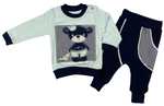 Sweatshirt & Hose Set in mintgrün/dunkelblau mit Bären Motiv für Babys