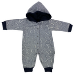 Overall mit Kapuze in blau mit Zahlen Motiv und Druckknöpfen für Babys