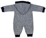 Overall mit Kapuze in blau mit Zahlen Motiv und Druckknöpfen für Babys