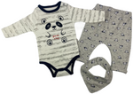 Body, Hose & Lätzchen Set in beige mit Bären Motiv für Babys