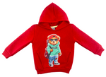 Hoodie Pullover mit Kapuze & Hose Set in rot/grau mit "Cool Bär" Motiv für Kinder