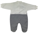 Strampler Overall für Babys im festlichen Stil in beige/grau aus 100% Baumwolle