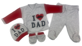 Sweatshirt, Hose & Handschuhe + Mütze Set in grau/rot langarm für Babys - 100% Baumwolle