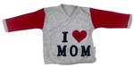 Sweatshirt, Hose & Handschuhe + Mütze im Set in grau/rot langarm für Babys Motiv "I love MOM"