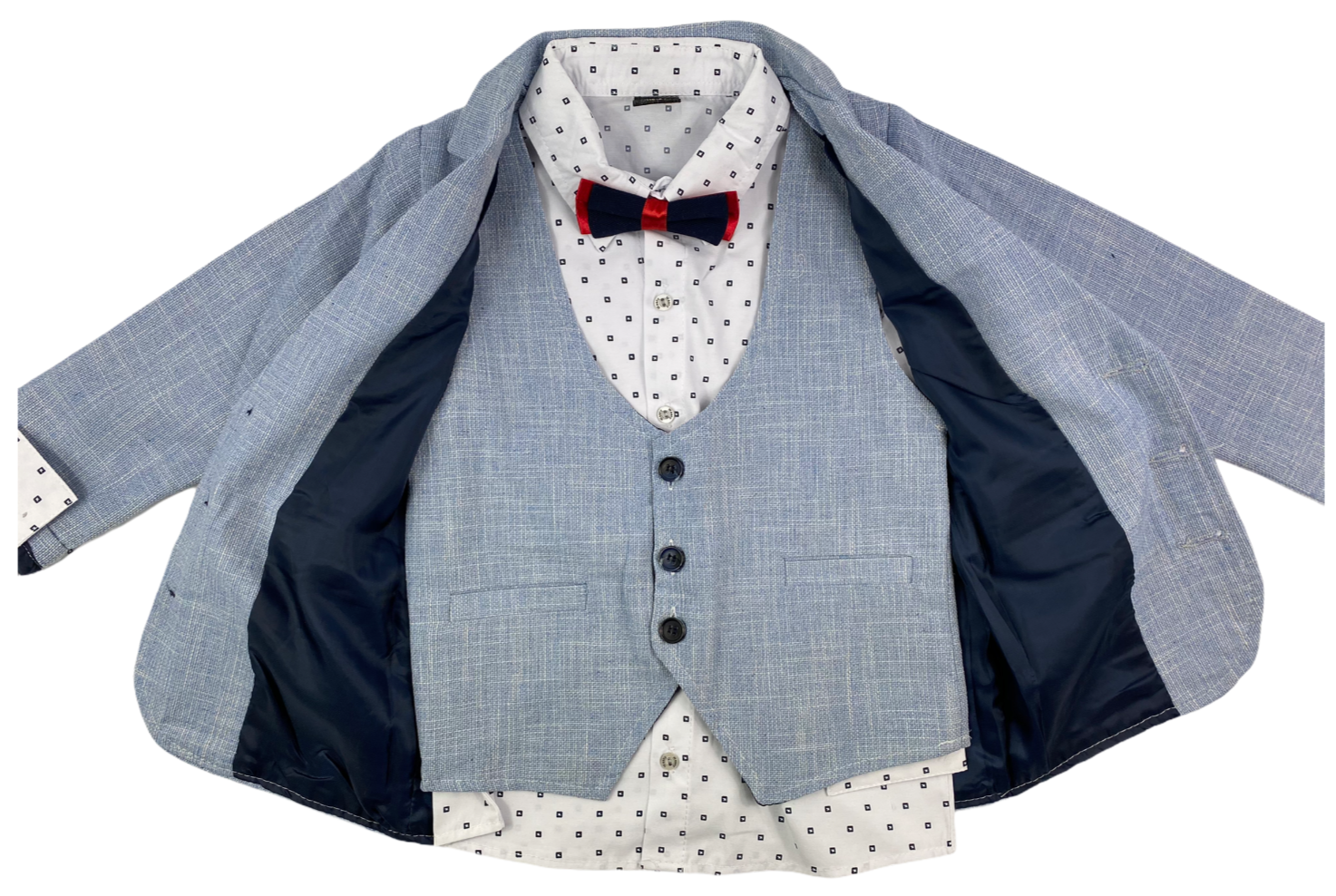 Sakko, Hose, Hemd, Weste & Fliege festliche Mode Anzug in hellblau/dun –  Aboutkidz