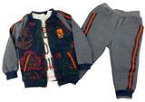 Jacke, Sweatshirt & Hose Set in dunkelgrau im coolen Design für Kinder Jungen