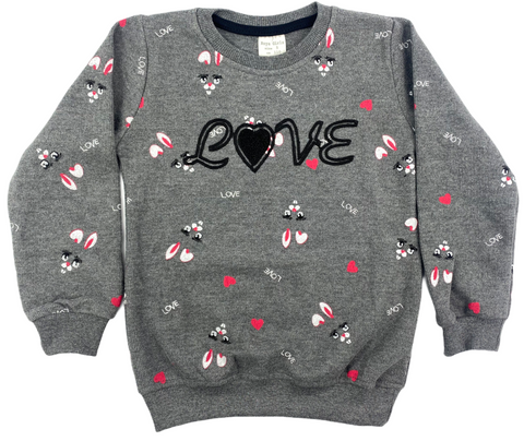 Pullover mit Rundhals in LOVE Motiv verschiedene Farben für Kinder Jungen & Mädchen