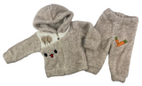 Jacke mit Kapuze & Hose Set in beige mit Hasen Motiv für Babys