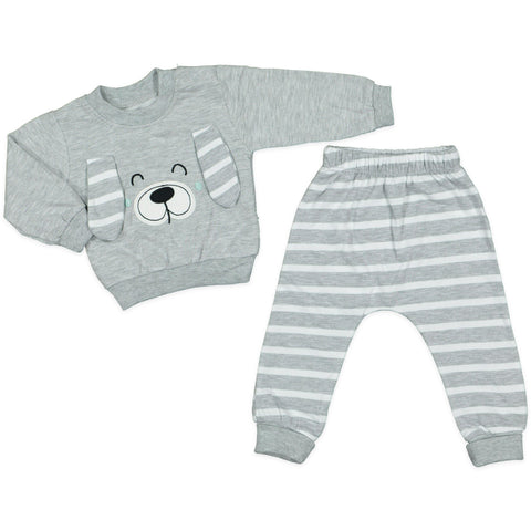 Sweastshirt mit Hose Set in grau für 6 - 12 - 18 Monate Babys - aboutkidz.de